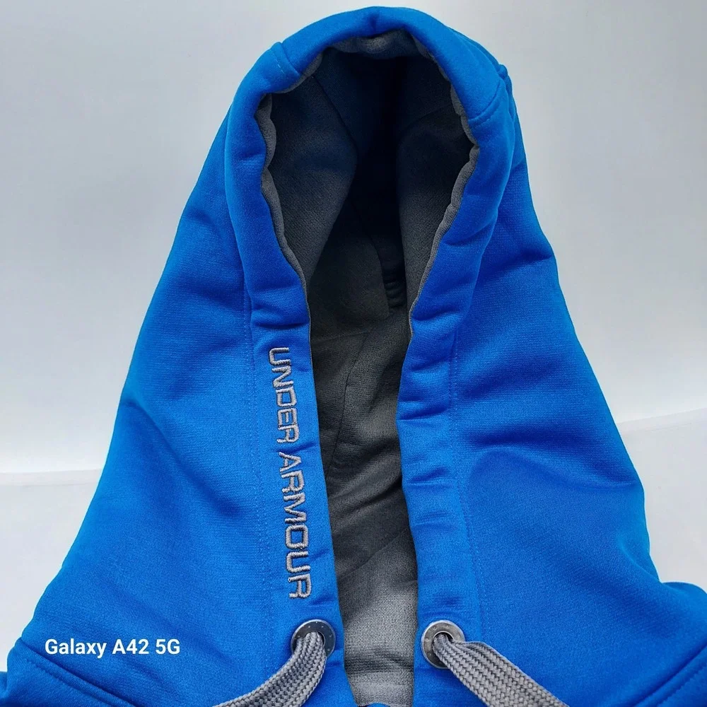 Under Armour Youth Hoodie Pullover Blue Gray‎ Logo Loose Fit MED
